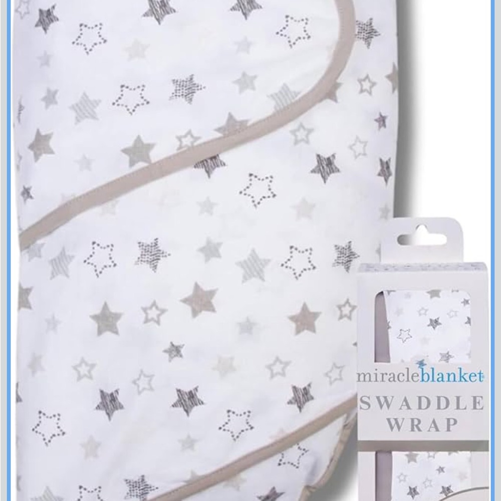 Miracle blanket Swaddle Wrap - White and Gray Star Pattern cotton